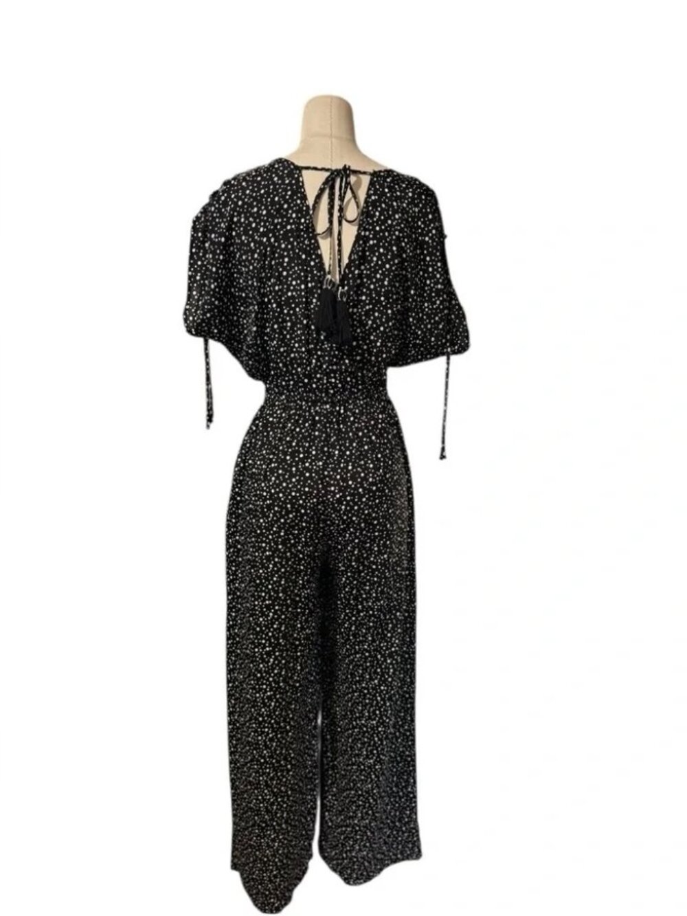 Band of Gypsies Amsterdam Polka Dot Tie-Detail Jumpsuit XS - Picture 8 of 8